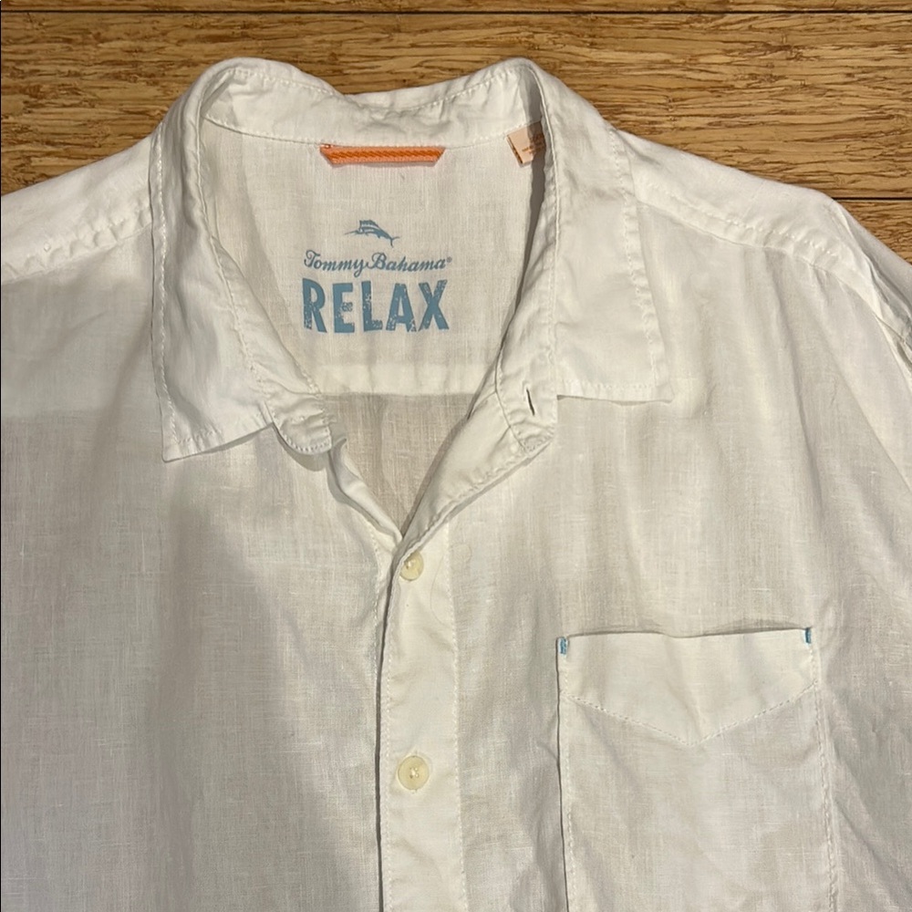 Tommy Bahama Linen Men’s White Button Down Shirt 2X B